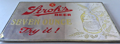 Vintage Stroh's Beer Mirrored Bar Sign 1960s Beeco Chicago – 12.5