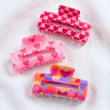 Heart Claw Clips Hair Clips for Women Large Cute Pink Square Aesthetic Jaw Clamp