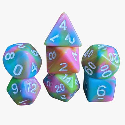 DND Würfel Set Pastell Spielknete Polyhedral Kunststoff Würfel 7tlg TTRPG Dungeons Dragons