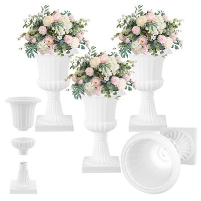 Urn Planters 11.8'' x 20'' 4 PCS Plastic Flower Pot Garden Decor White/Black