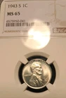 1943 S Lincoln Steel Cent NGC MS 65