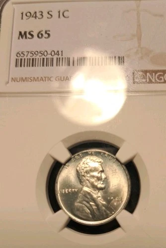 1943 S Lincoln Steel Cent NGC MS 65
