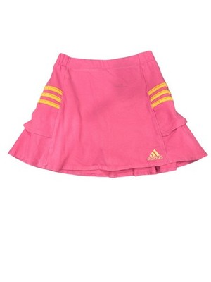 Adidas Girls Pink & Yellow 3-Stripe Ruffle Athletic Skort (6X)