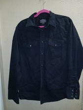 Gibson Trading Co Shirt Mens M Black Button Up Pearl Snap Western Top Pocket