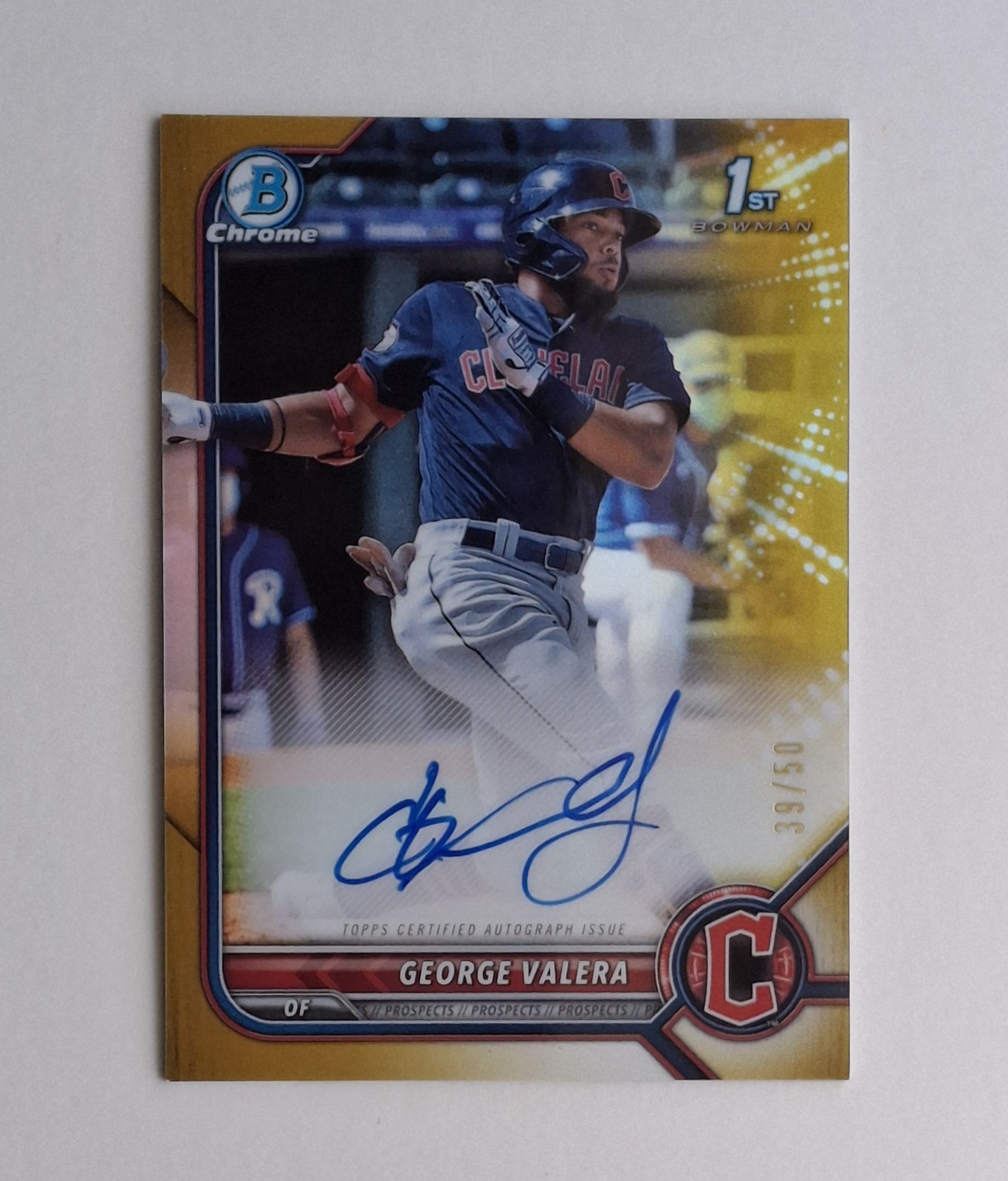 GEORGE VALERA - 2022 Bowman Chrome 1st Gold Refractor #/50 , Auto