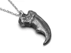 Antiqued Polar Bear Claw Pendant Necklace, Aged Metal Handmade Animal Jewelry