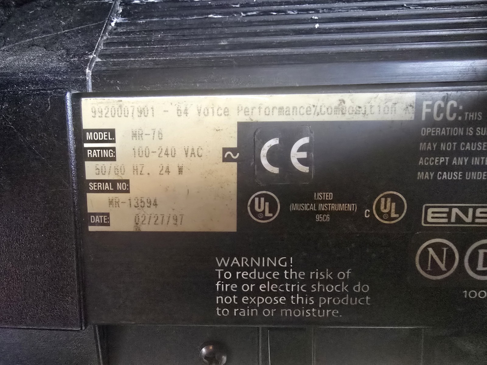 ENSONIQ MR 76 Weighted Key Workstation 64 Voice Expandable Songwriter's Keyboard