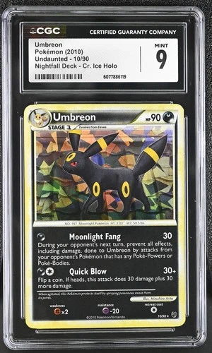 CGC 9 MINT Umbreon 2010 Undaunted 10/90 Cracked Ice Holo Pokemon Card