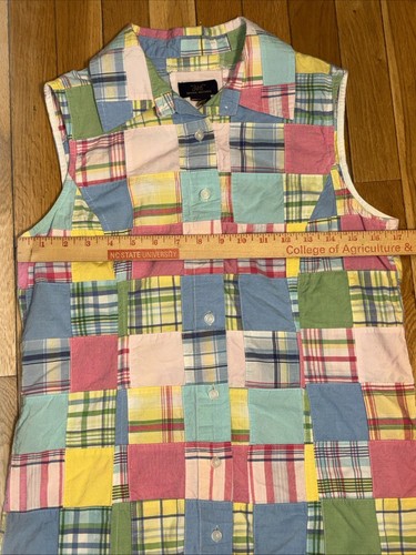 Brooks Brothers Dress Womens S-M ? Pink Blue Pastels Patchwork Plaid Sleeveless - Picture 3 of 11