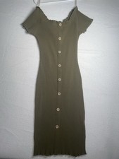 Derek Heart Womens Medium Green Bodycon Dress Sz M Y2K Boho Festival Stretch