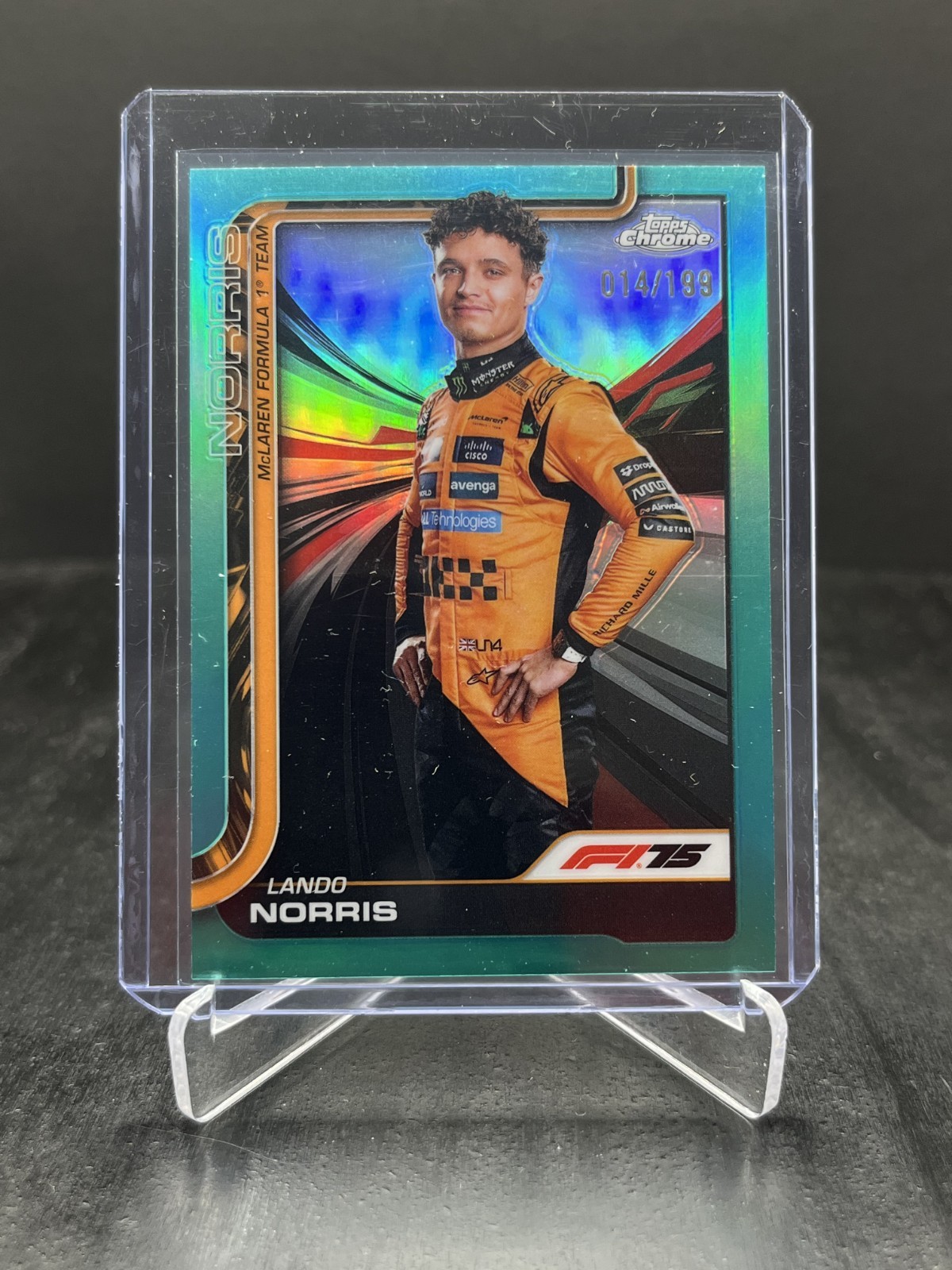 2025 Topps Chrome Formula 1 F1 Lando Norris Portrait Aqua Refractor 014/199 #5