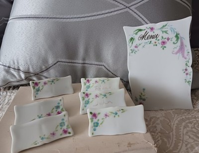 Vintage China Set Of 6 Name Table Placement & Menu Board by Lillian Vernon
