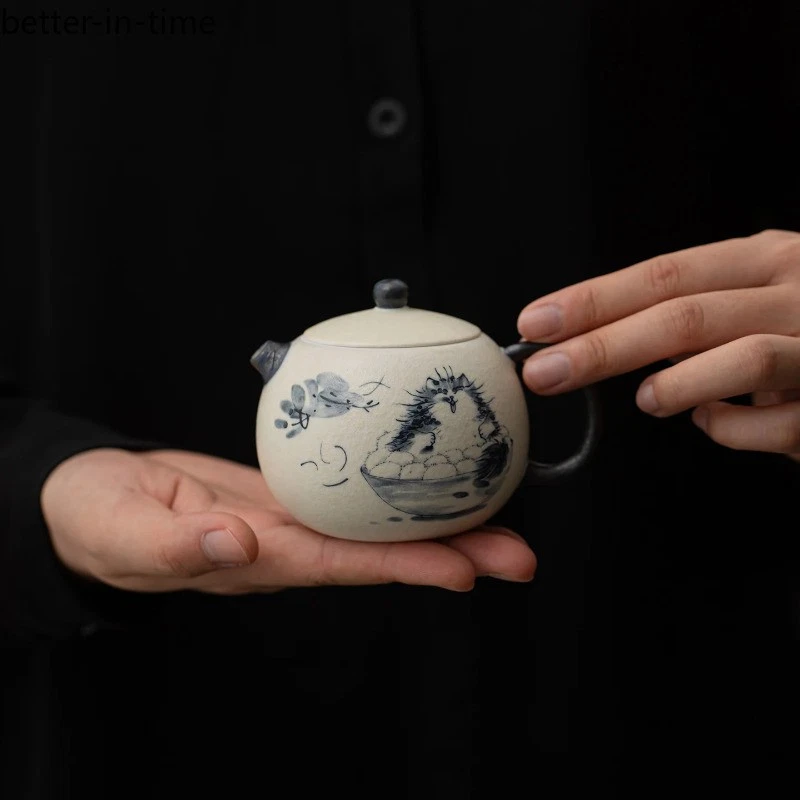 1 Juego de Tetera de Cerámica Linda Gato Xishi Tetera Exquisita Tetera Kung Fu Foto 3 de 4