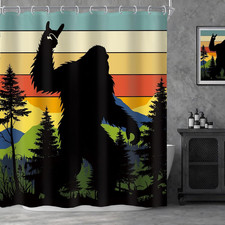 Funny Shower Curtain Rustic Monkey Mountain Colorful Nature Bathroom Decor  Rai
