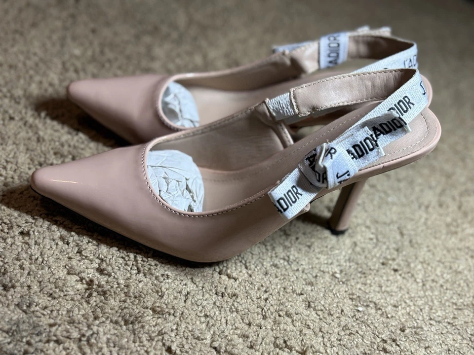 Christian Dior J'Adior Slingback Nude Patent Leather Pumps Women US 9 Designer - Image 3 of 4