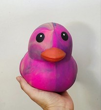 Jumbo Squeezy Duck Pink Tie-Dye Squishy Toy Sunny Days Viral Fidget Sensory