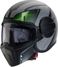 CASCO GHOST VYRUS CABERG JET CON MENTONIERA STACCABILE MATT BLACK GREEN FLUO