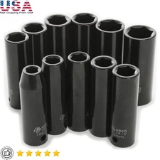11pc 1/2 Drive Deep Wall Impact Socket Set Metric Reversible Blades Tools New