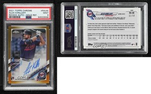 2021 Topps Chrome Rookie Gold Refractor /50 Alex Kirilloff PSA 9 MINT Auto RC