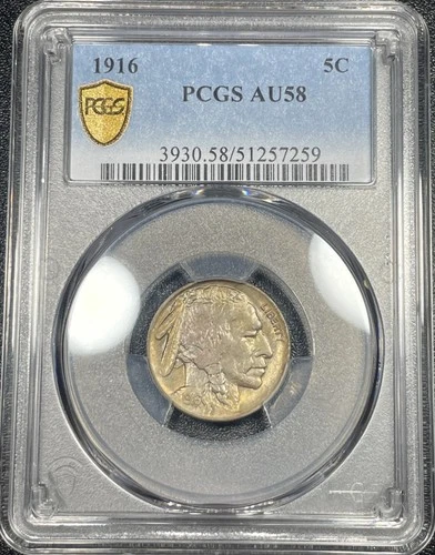 1916-P Buffalo Nickel 5c PCGS AU58 Some Toning