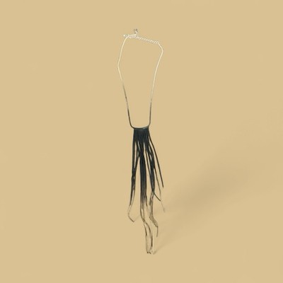 Mango Long Fringe Tassel Necklace   Silver Statement Jewelry