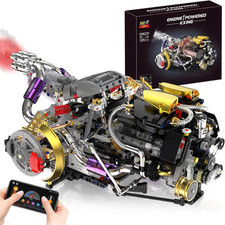 V8 Engine Model Kit That Works, 1394 PCS Advanced Collectible Engine Building Bl