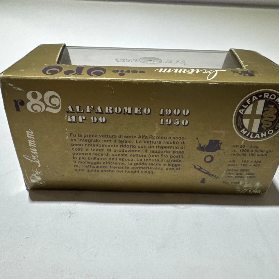 Brumm 1: 43 阿尔法罗密欧 1900 惠普 90 1950 棕色压铸模型汽车带盒意大利 — 第 3/4 张图片