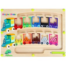 Magnetic Color  Number Maze Montessori Wooden Magnet Puzzle Game Board Monte...