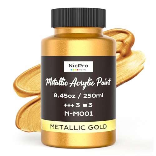 Nicpro Acrylic Paint Metallic Gold,  Assorted colors , sizes 