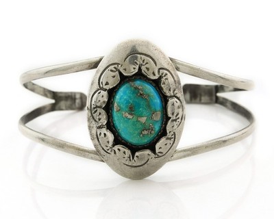 Navajo Cuff Bracelet 925 Sterling Silver Turquoise Vintage Handmade