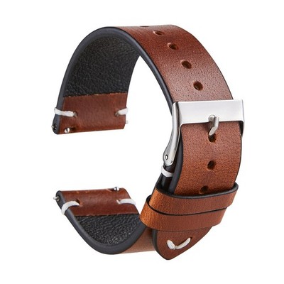 Quick Release Oil Wax Genuine Leather Watch Band Strap Replacement 18 20 22mm