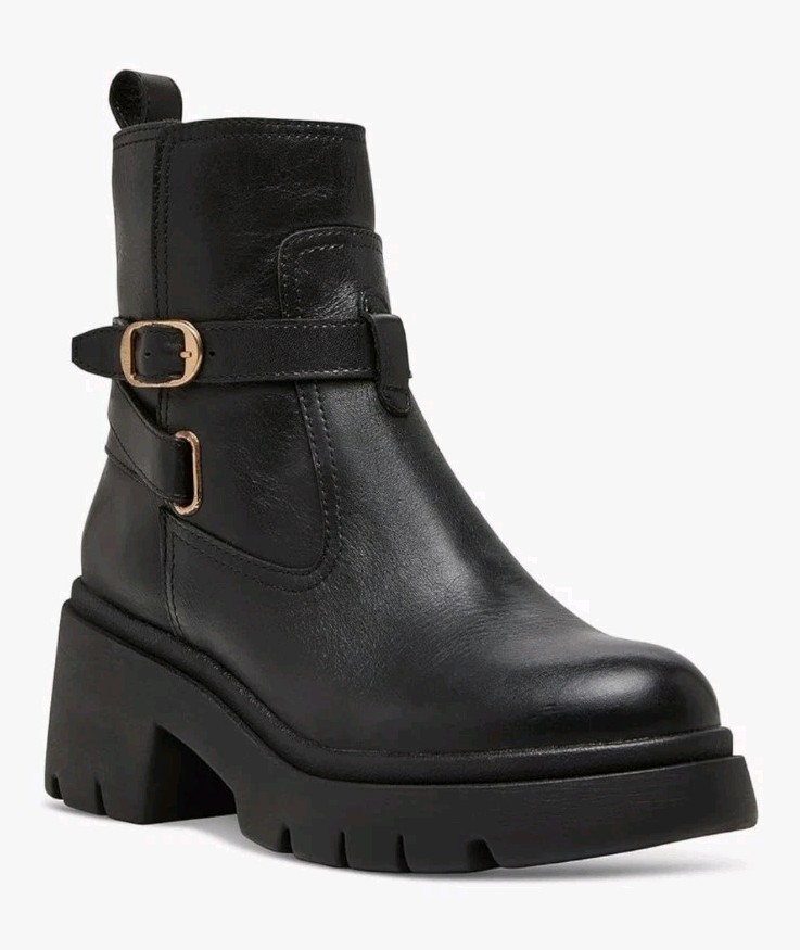 Steve Madden Women's Colletta Ankle Boot Black Leather NWON Size 7.5M