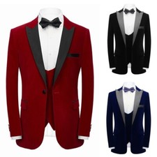 Men Velvet Slim Fit Suit Blazer Dress Jacket Formal Dinner Prom Coat Tops