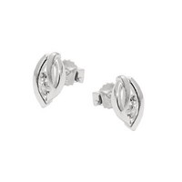 Ohrstecker Ohrringe Ohrschmuck Blatt Matt-GläNzend, WeißE Zirkonia, 925 Silber