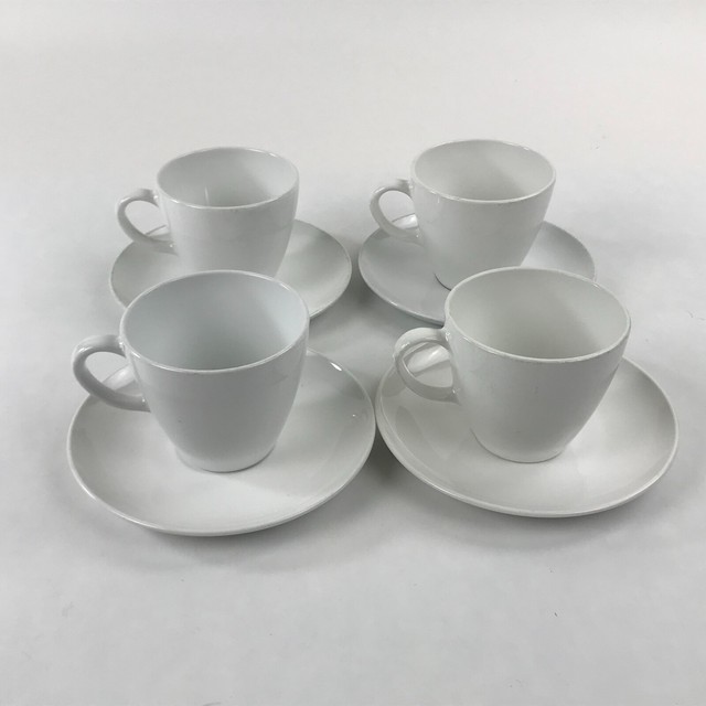 Vintage Centura by Corning White Coupe Tea Coffee Cups and Saucers Set