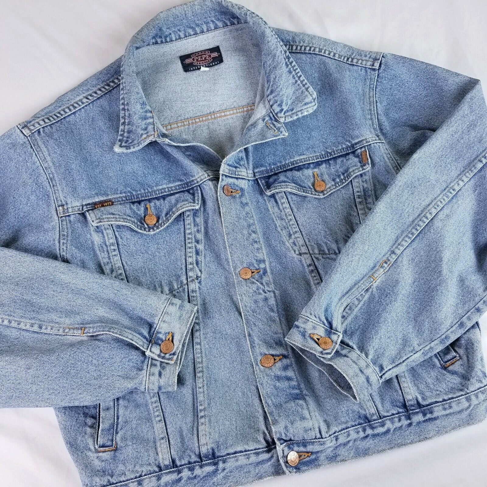Pepe Jeans Jacket Mens XL Denim Trucker Cotton Blue Button