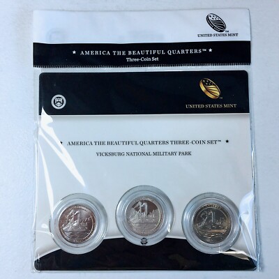 2011 PD & PROOF S AMERICA THE BEAUTIFUL VICKSBURG NATIONAL PARK 3 QUARTERS SET