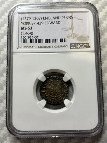 1279-1307 England Penny S-1429  - Edward I Longshanks - NGC MS63 - Top Pop