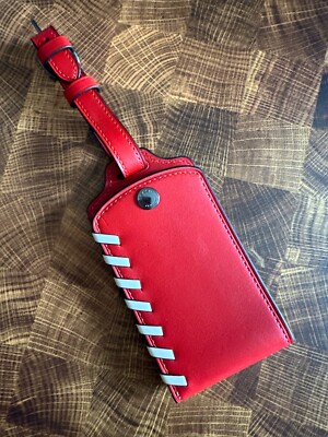 Coach Luggage Tag With Whipstitch smooth leather/Qb/Sport Red