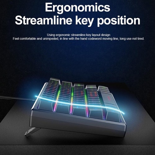 Portable LED Backlit Corded Mechanical Gaming Keyboard 61 Key Hot Swappable