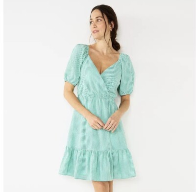 DRAPER JAMES RSVP Puff-Sleeve Surplice pockets Dress in green gingham size S | eBay DRAPER JAMES RSVP Puff-Sleeve Surplice pockets Dress in green gingham size S | eBay