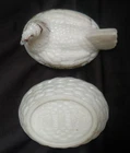 VINTAGE WHITE MILK GLASS HEN NEST VALLERYSTHAL FRENCH BUTTER DISH COLLECITBLE G2