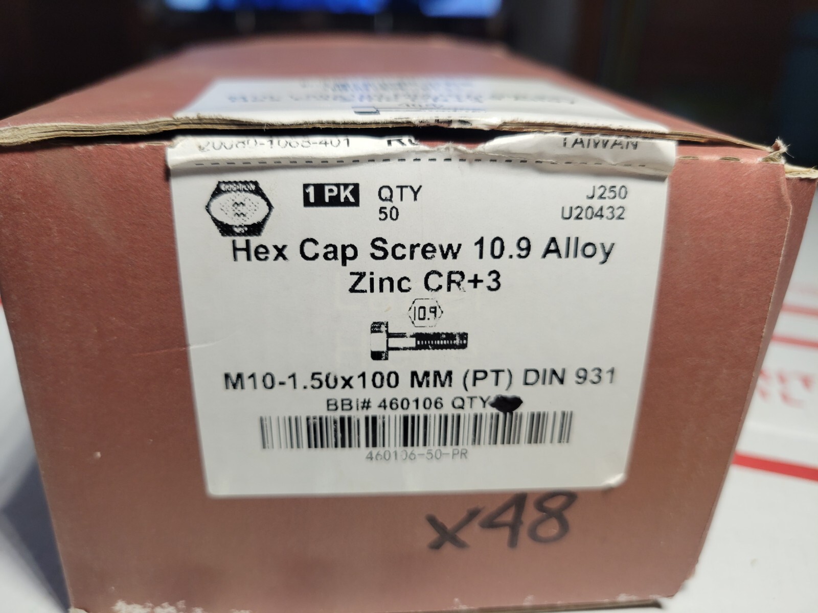 (15) M10-1.50 x 100mm Hex Head Bolts Grade 10.9 Metric M10-1.50x100 Zinc Coated