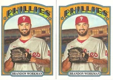 2 CARD 2021 TOPPS HERITAGE BRANDON WORKMAN BASEBALL CARD LOT #337