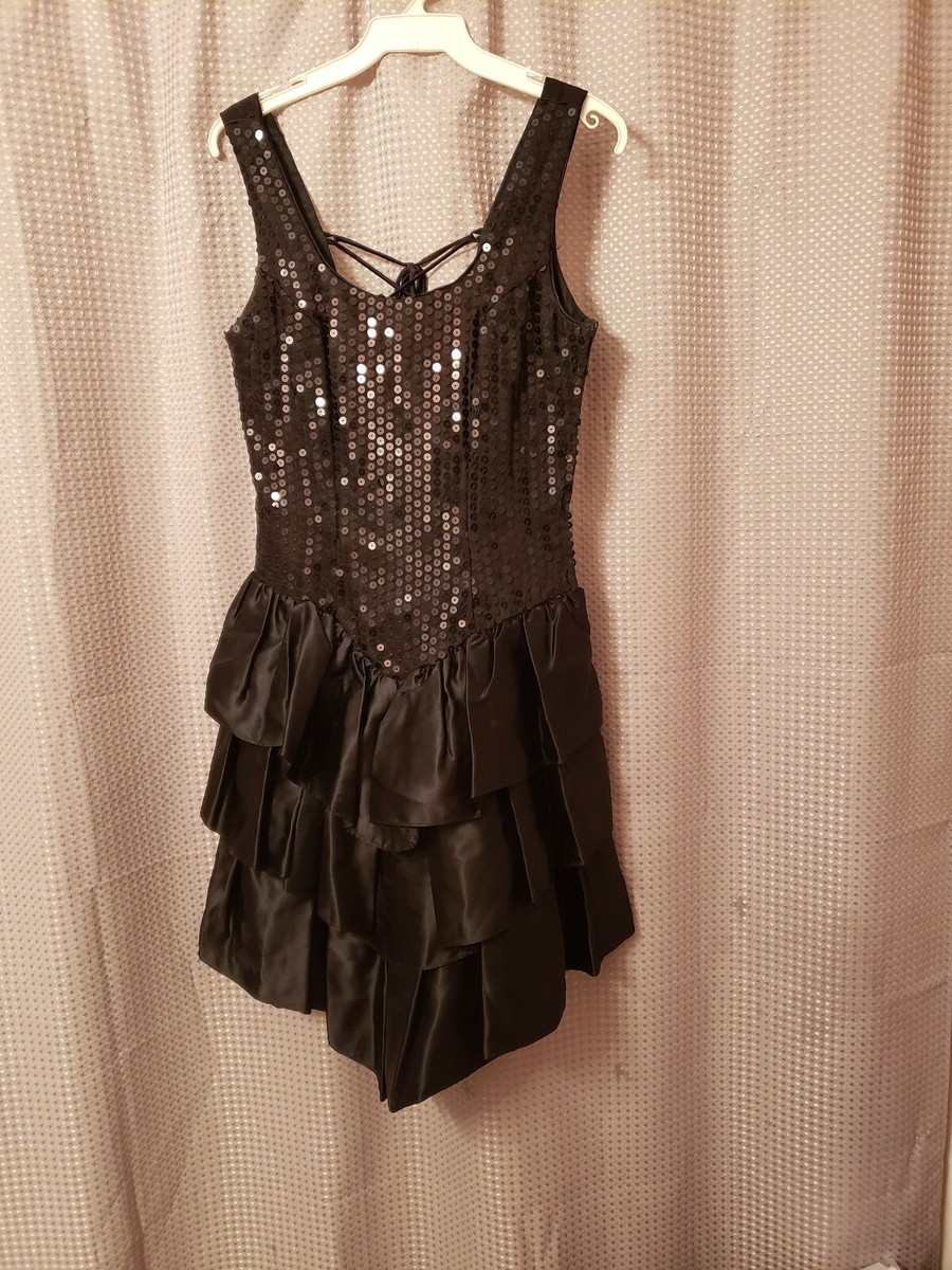 Prom Dress, Short, Black Sequins, Lace Up Back, Side Zip, Short, Junior  size 7/8 | eBay
