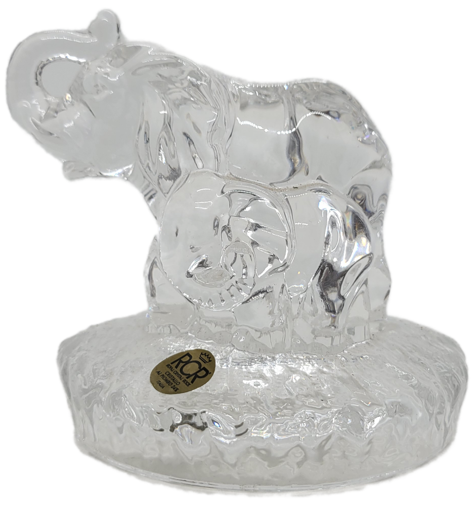 Royal Crystal Rock RCR 24% Lead Crystal Elephant With Baby Elephant Figurine