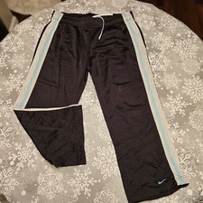 Nike Mesh Vintage Gray Tag Aqua Gray Piping on Black Sweatpants Women Large L