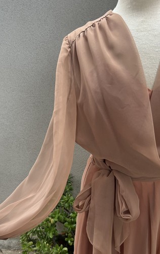 Vtg Chiffon Maxi Dress Soft Brown Sz M Celyce Designs Inc - Picture 5 of 15
