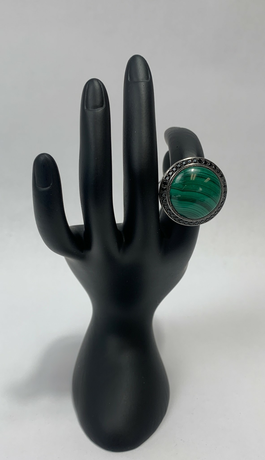 Silver Green Stone Ring for Women Size 8 Round Jewelry-image