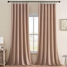 Velvet Curtains Rose Beige Blackout Curtains Thermal Insulated  Window Curtains 